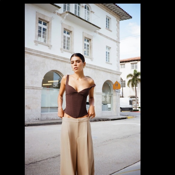 Zara full length wide leg  flowy pleated pants - Picture 3 of 10